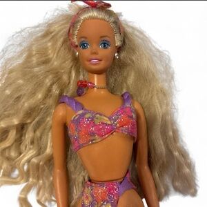 Vintage Barbie Glitter Beach Doll 1992 Mattel Blonde Hair Original Swimsuit